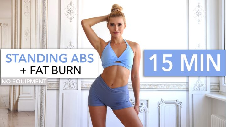 15 MIN STANDING ABS + FAT BURN – on the music, 100% standing core, HIIT I No Equipment