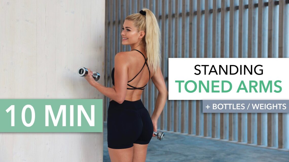 10 MIN TONED ARMS – STANDING / burns like fire, for all levels (just switch size of bottle/weight)